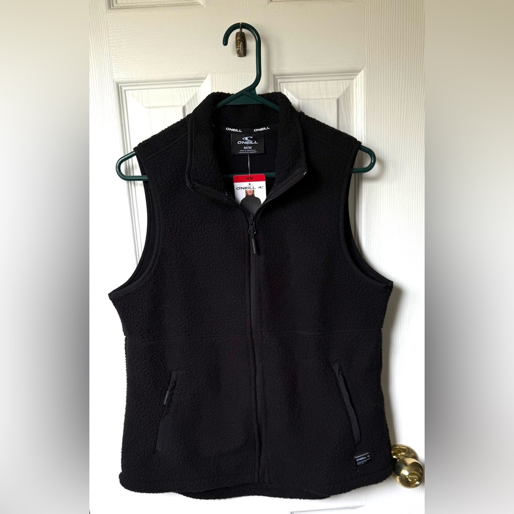 O’Neill Sherpa Fleece Vest Black Women's Size Medium New with Tags